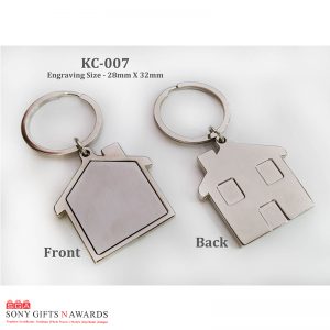KC-007-28mmX32mm House Silver Metal Keychains
